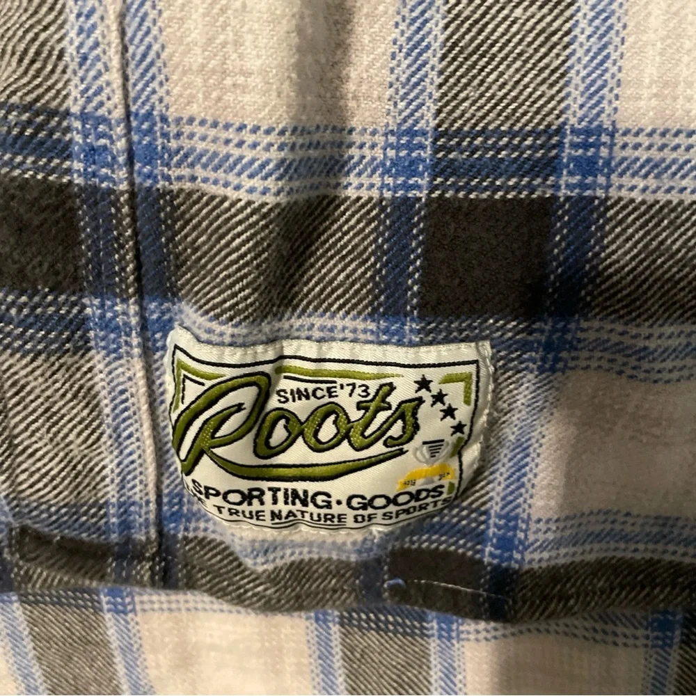 Roots Hooded Plaid Flannel Vest with Blue Accents 2XLT